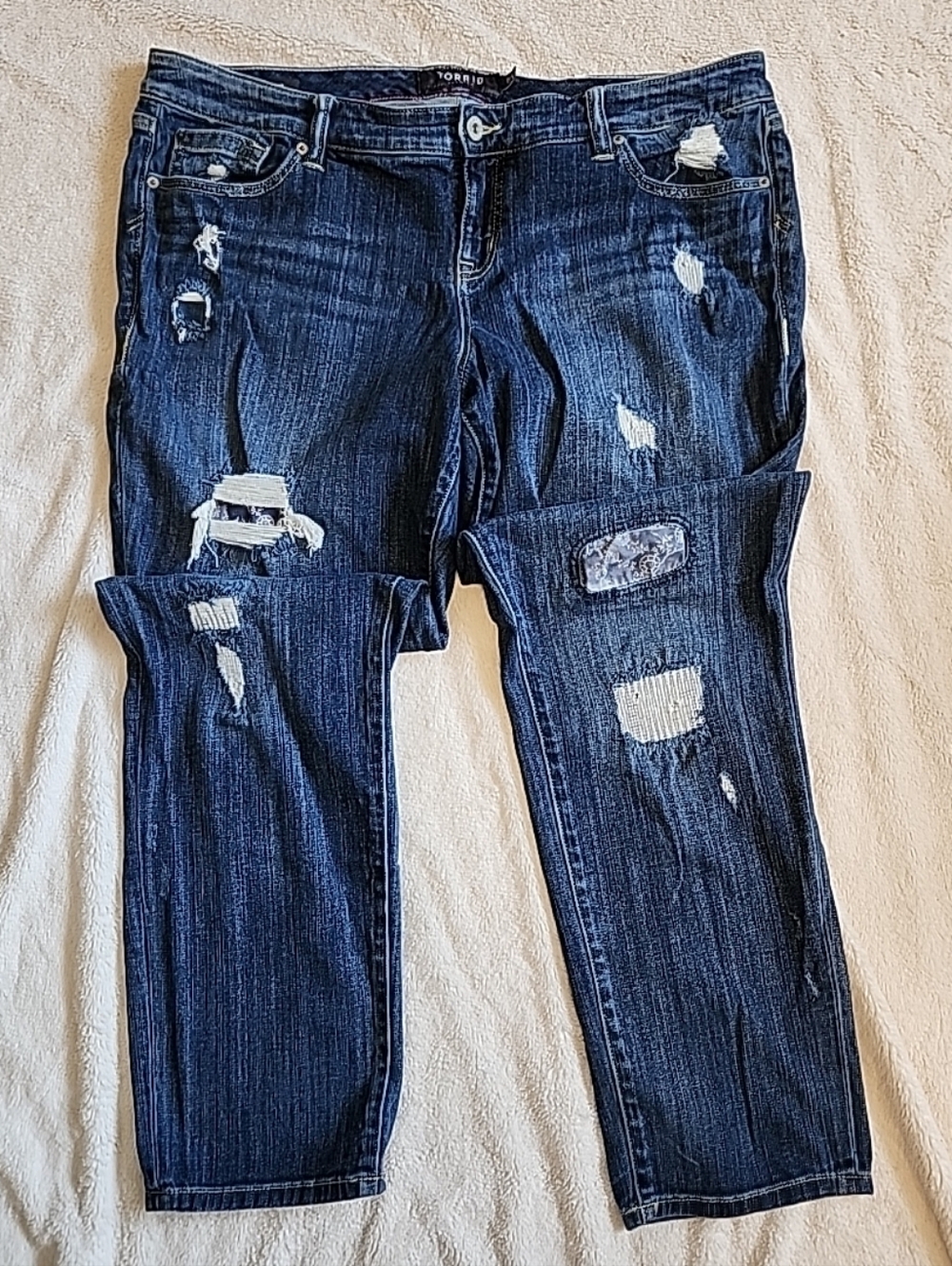 Torrid Premium Boyfriend Distressed Jeans Women's Plus Size 18 18R Dark Wash